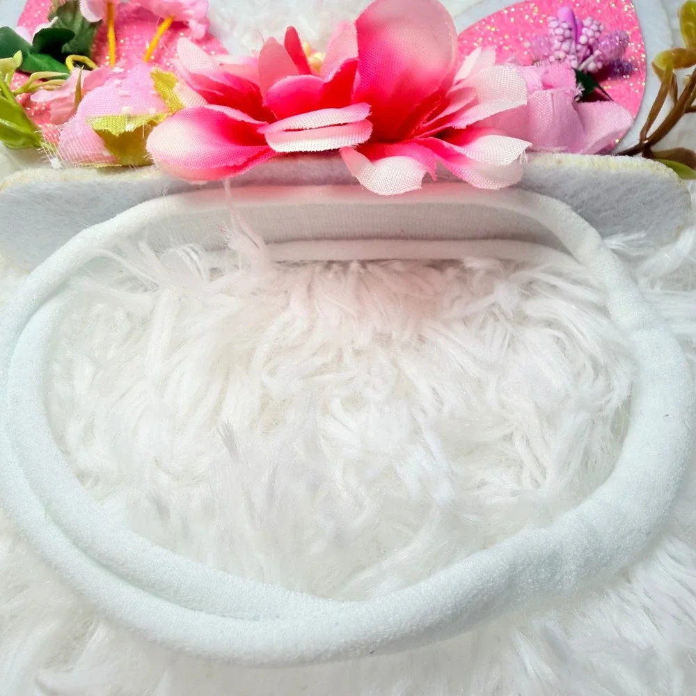 2 Floral Bunny Cat Ear Headbands Halloween Costume Dress Up Fairycore